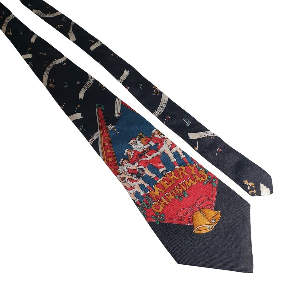 Vintage Stafford Merry Christmas Silk Tie Holiday Dancers Musical Stage Men Gift